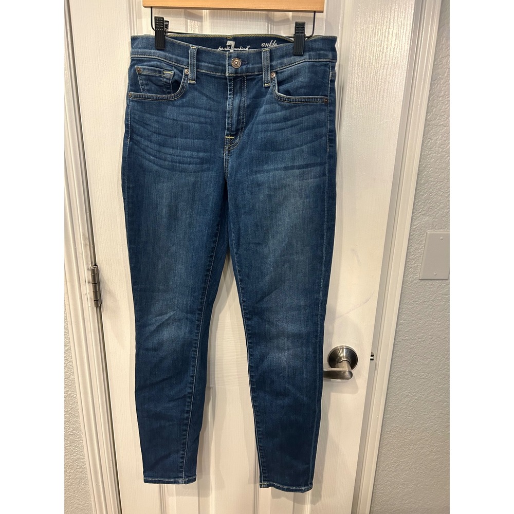 7 For All Mankind Gwenevere Ankle Jeans Blue Skinny Mid Rise Denim Classic